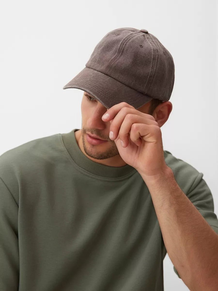 Casquette unisexe coton délavé, au style rétro, visière courbée, réglable, modèle Méty - Casquette - Marron