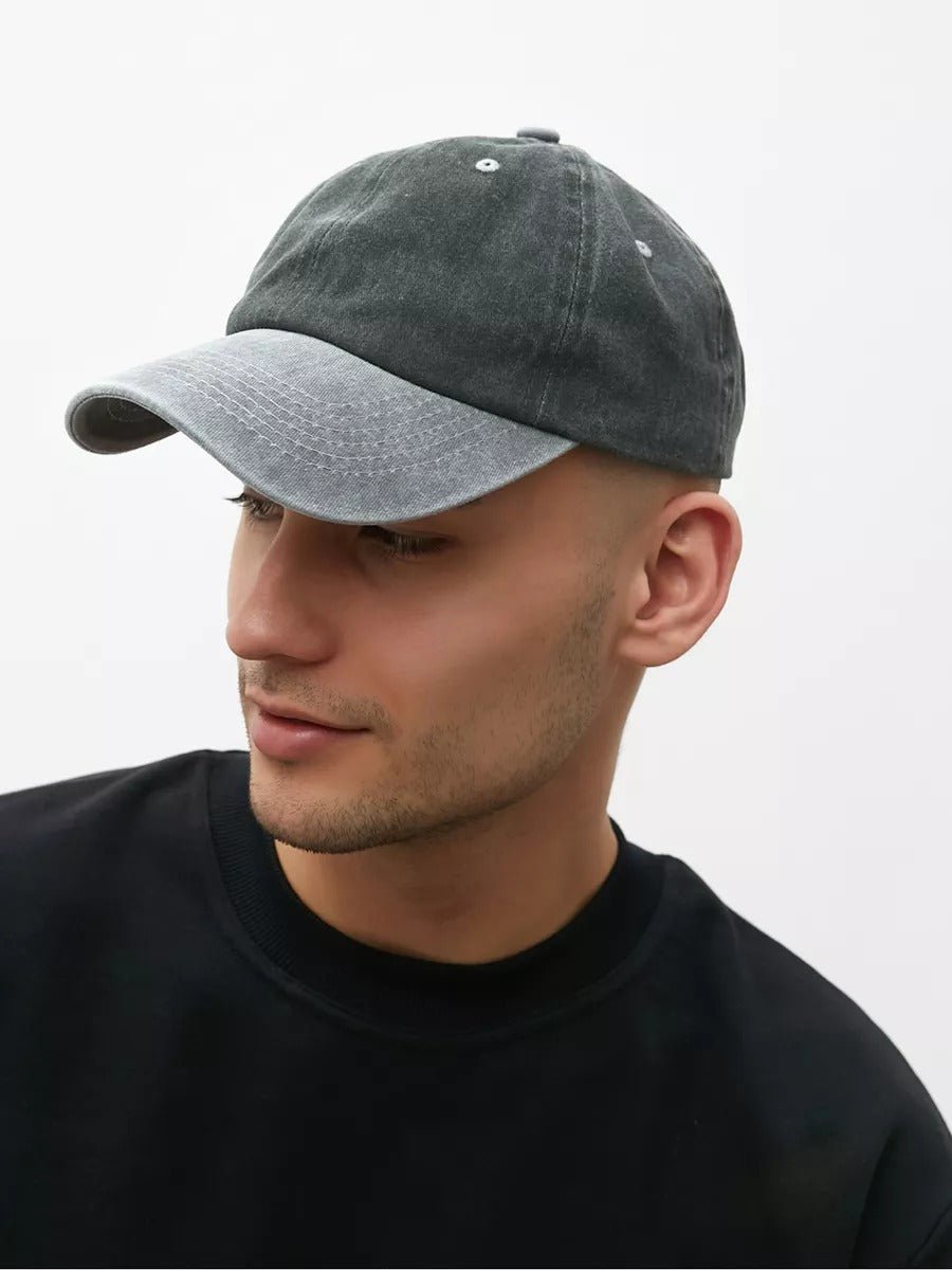 Casquette unisexe coton délavé, au style rétro, visière courbée, réglable, modèle Méty - Casquette - Gris