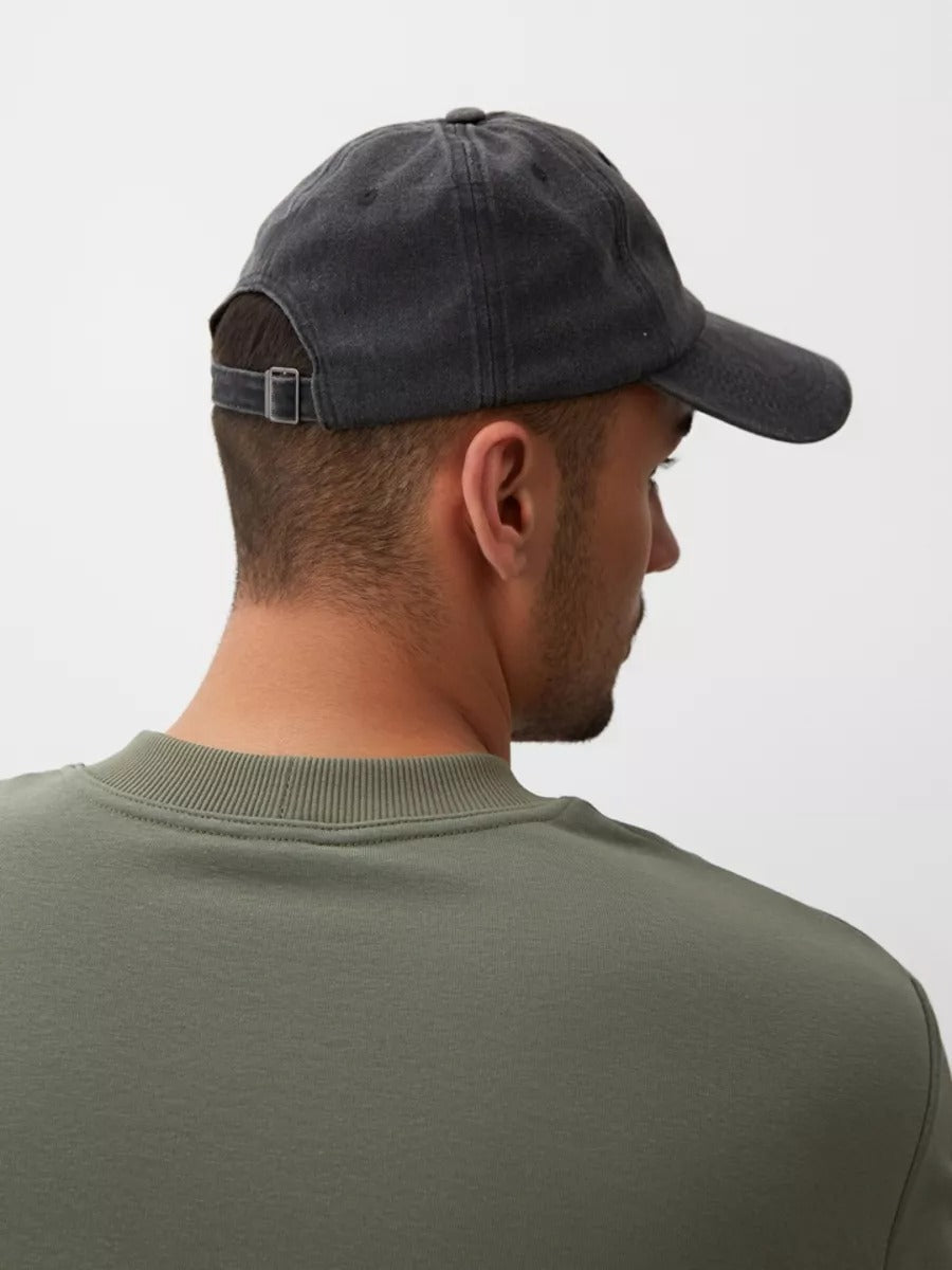 Casquette unisexe coton délavé, au style rétro, visière courbée, réglable, modèle Méty - Casquette - Gris foncé