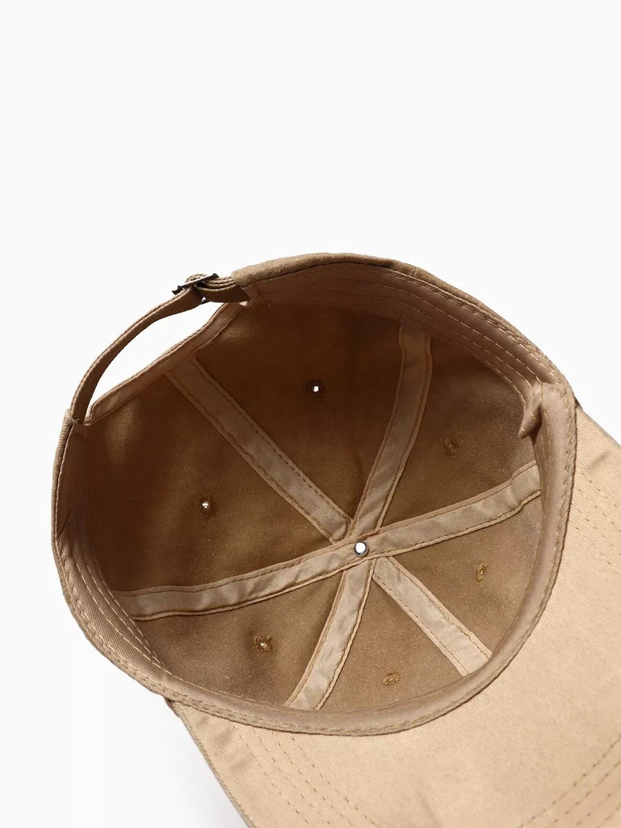 Casquette unisexe coton délavé, au style rétro, visière courbée, réglable, modèle Méty - Casquette - Beige
