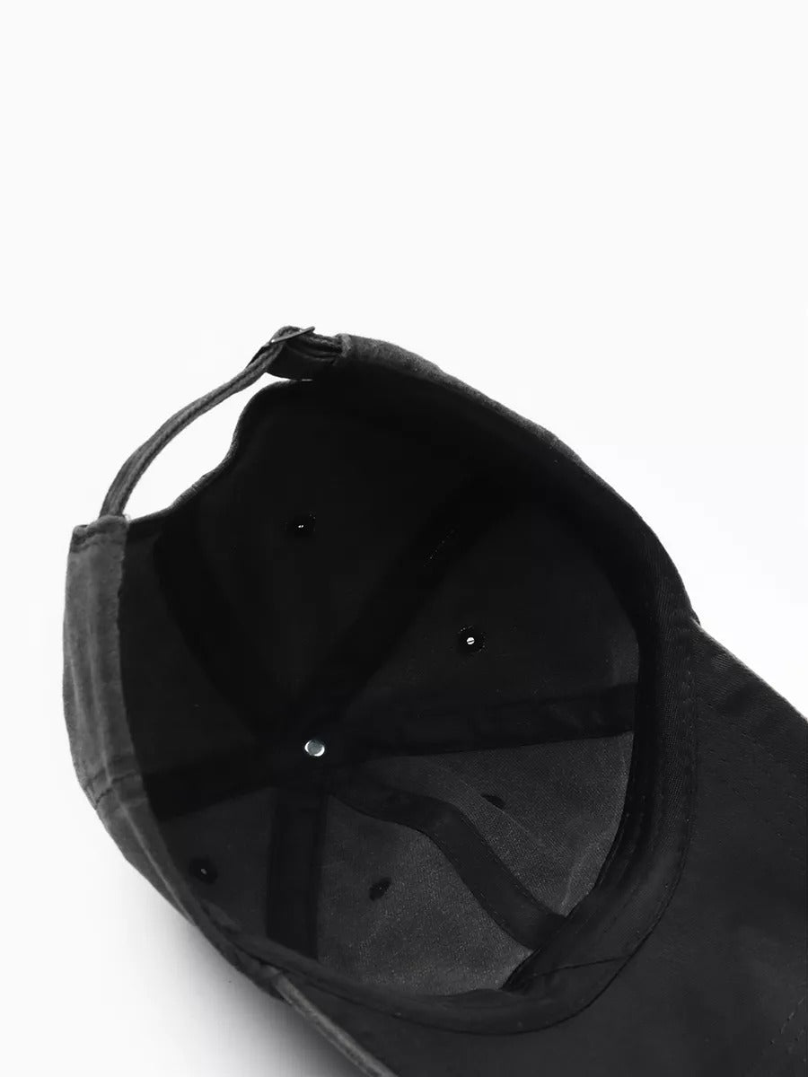 Casquette unisexe coton délavé, au style rétro, visière courbée, réglable, modèle Méty - Casquette - Gris foncé