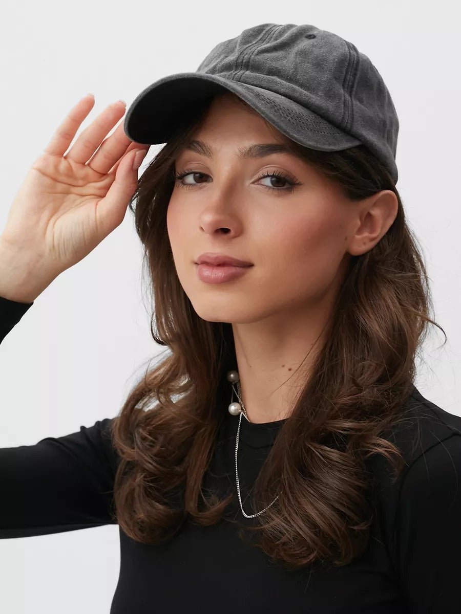 Casquette unisexe coton délavé, au style rétro, visière courbée, réglable, modèle Méty - Casquette - Gris foncé