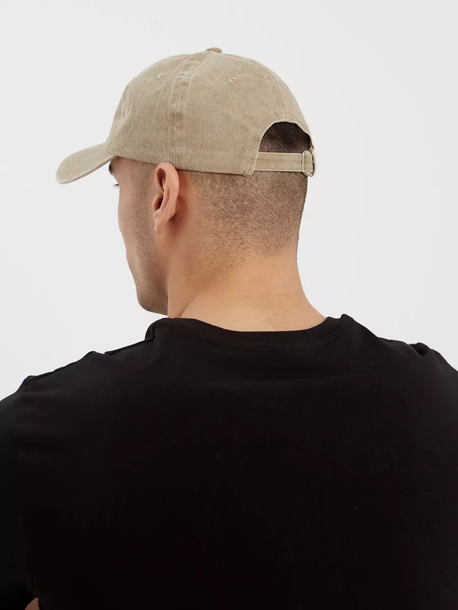 Casquette unisexe coton délavé, au style rétro, visière courbée, réglable, modèle Méty - Casquette - Beige