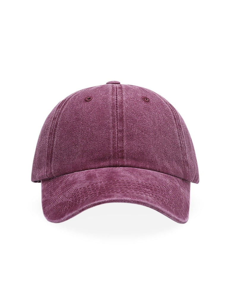 Casquette unisexe coton délavé, au style rétro, visière courbée, réglable, modèle Méty - Casquette - Rose prune
