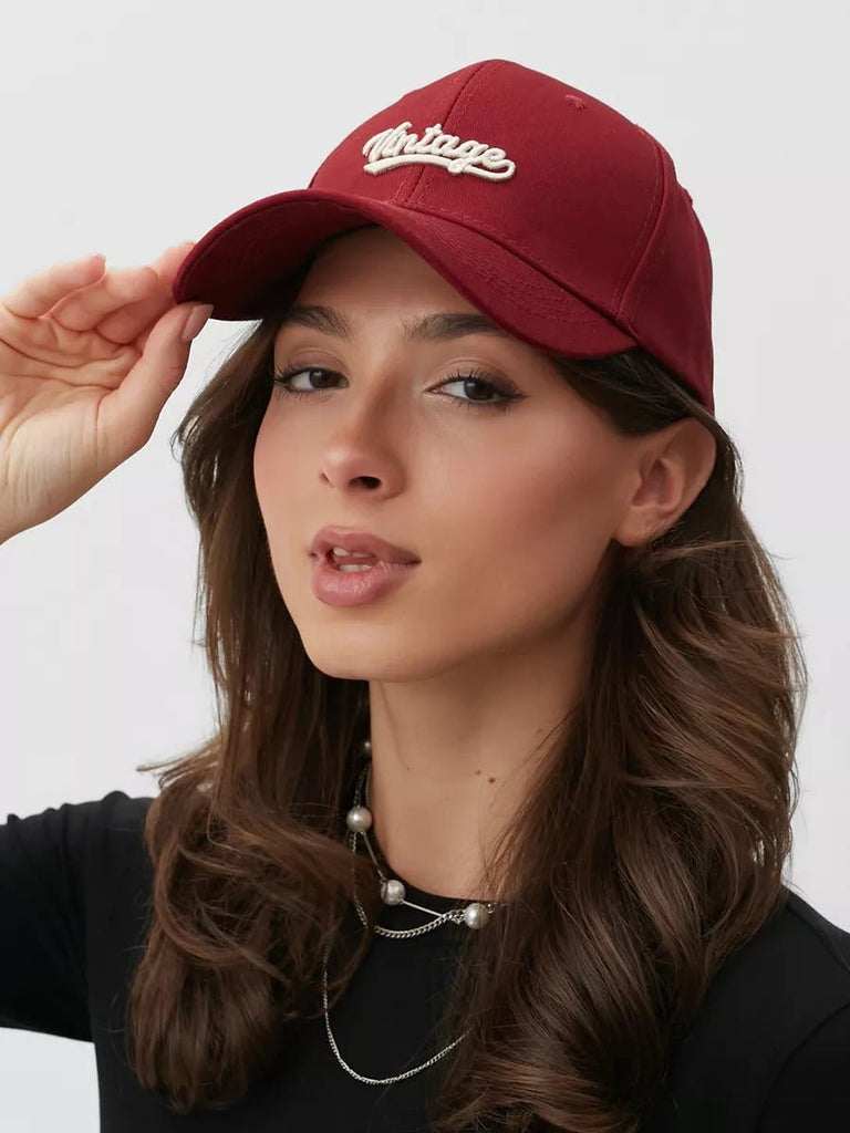 Casquette vintage brodée, en coton, visière courbée, réglable, unisexe, protection solaire, modèle Jamire - Casquette - Rouge