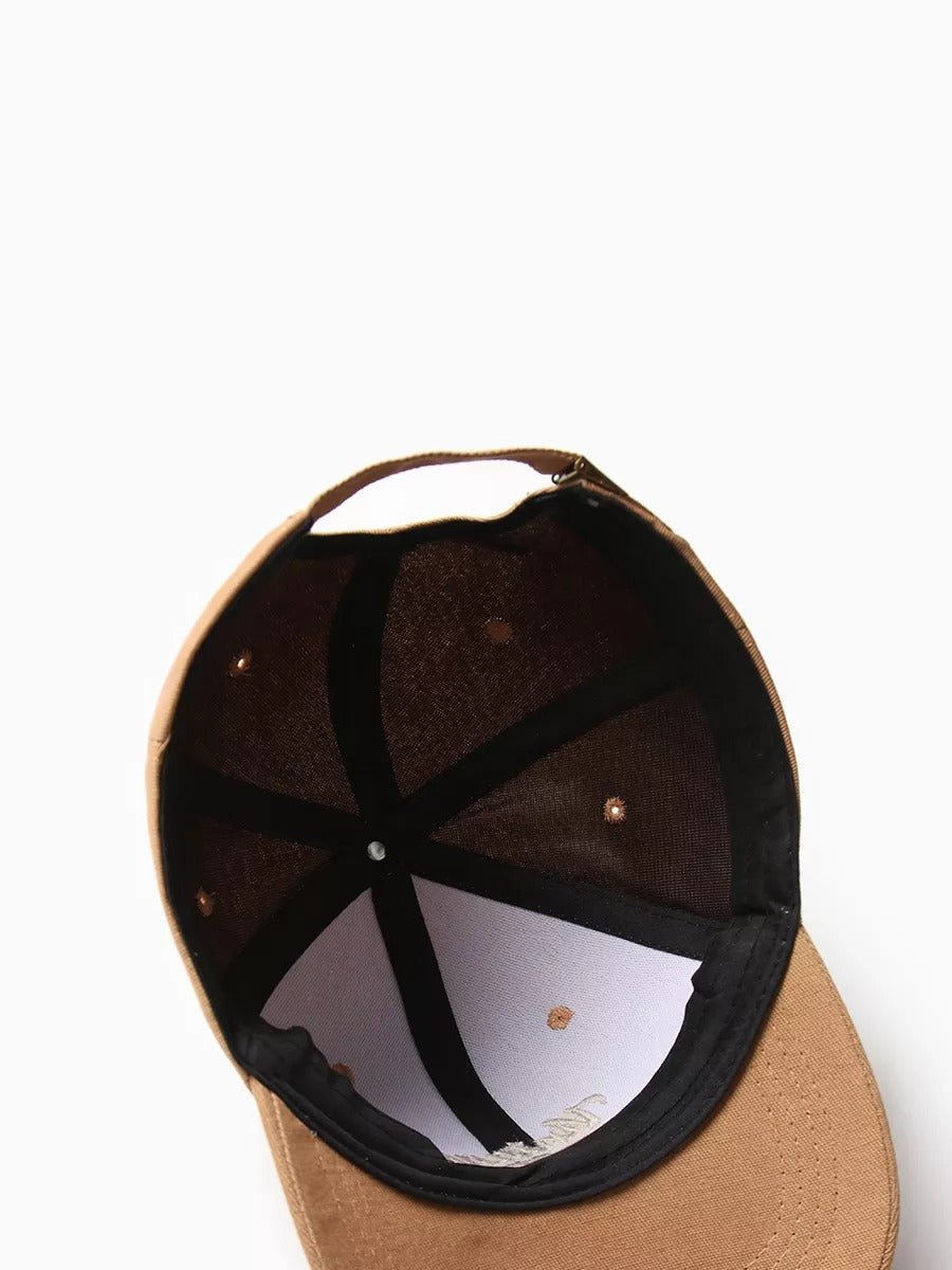 Casquette vintage brodée, en coton, visière courbée, réglable, unisexe, protection solaire, modèle Jamire - Casquette - Beige