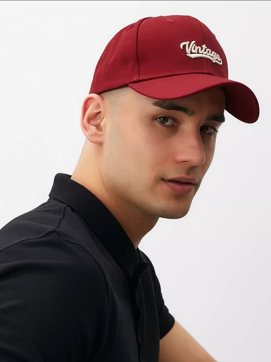 Casquette vintage brodée, en coton, visière courbée, réglable, unisexe, protection solaire, modèle Jamire - Casquette - Rouge