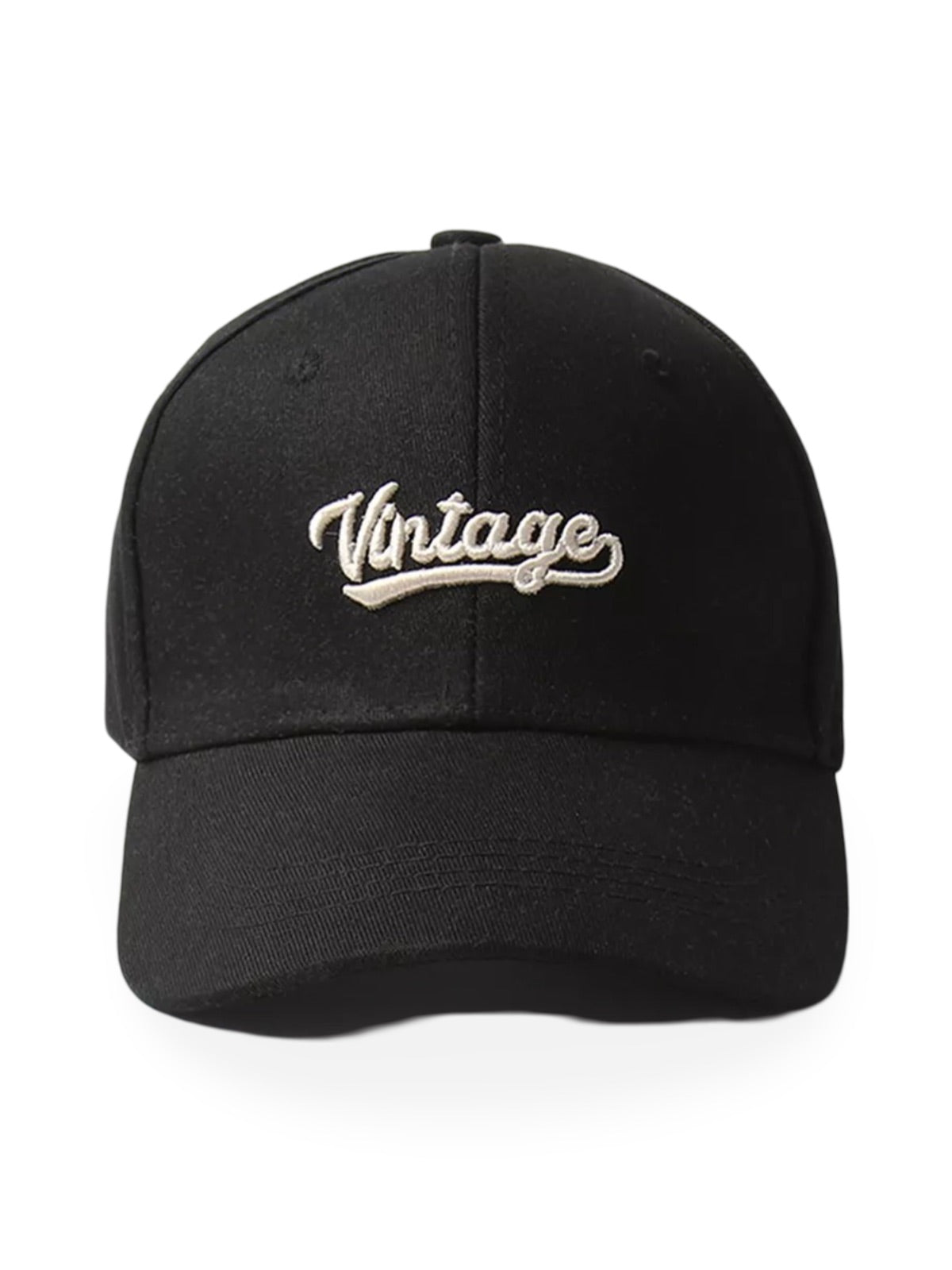 Casquette vintage brodée, en coton, visière courbée, réglable, unisexe, protection solaire, modèle Jamire - Casquette - Noir