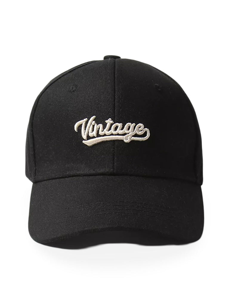 Casquette vintage brodée, en coton, visière courbée, réglable, unisexe, protection solaire, modèle Jamire - Casquette - Noir