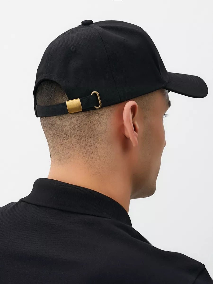 Casquette vintage brodée, en coton, visière courbée, réglable, unisexe, protection solaire, modèle Jamire - Casquette - Noir