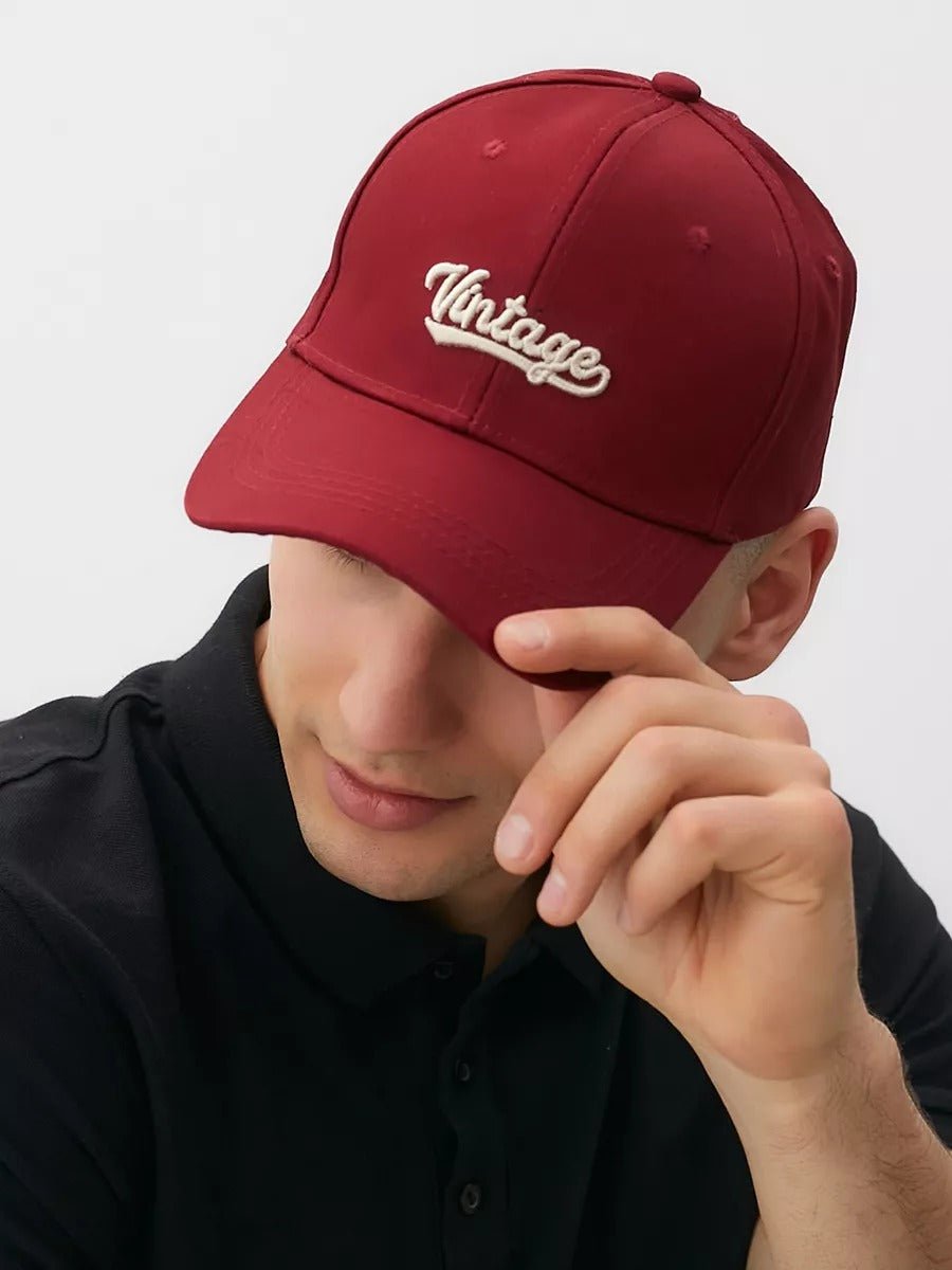 Casquette vintage brodée, en coton, visière courbée, réglable, unisexe, protection solaire, modèle Jamire - Casquette - Rouge