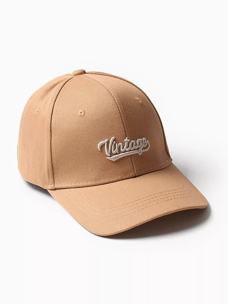 Casquette vintage brodée, en coton, visière courbée, réglable, unisexe, protection solaire, modèle Jamire - Casquette - Beige