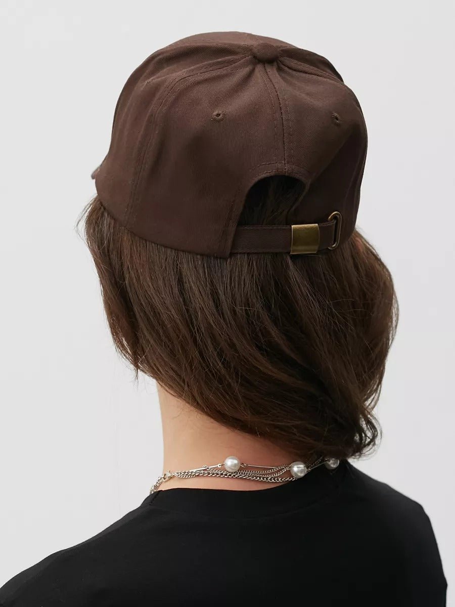 Casquette vintage brodée, en coton, visière courbée, réglable, unisexe, protection solaire, modèle Jamire - Casquette - Marron