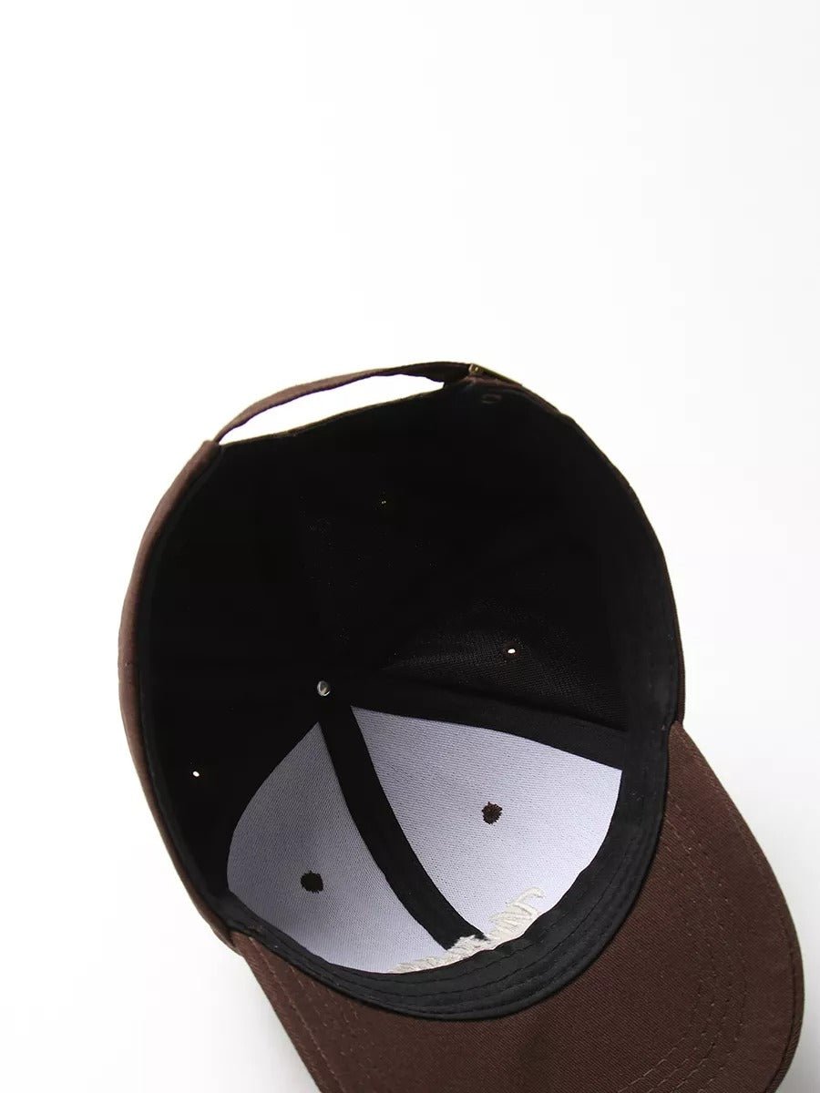 Casquette vintage brodée, en coton, visière courbée, réglable, unisexe, protection solaire, modèle Jamire - Casquette - Marron
