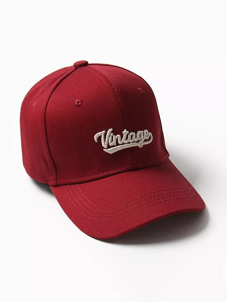 Casquette vintage brodée, en coton, visière courbée, réglable, unisexe, protection solaire, modèle Jamire - Casquette - Rouge