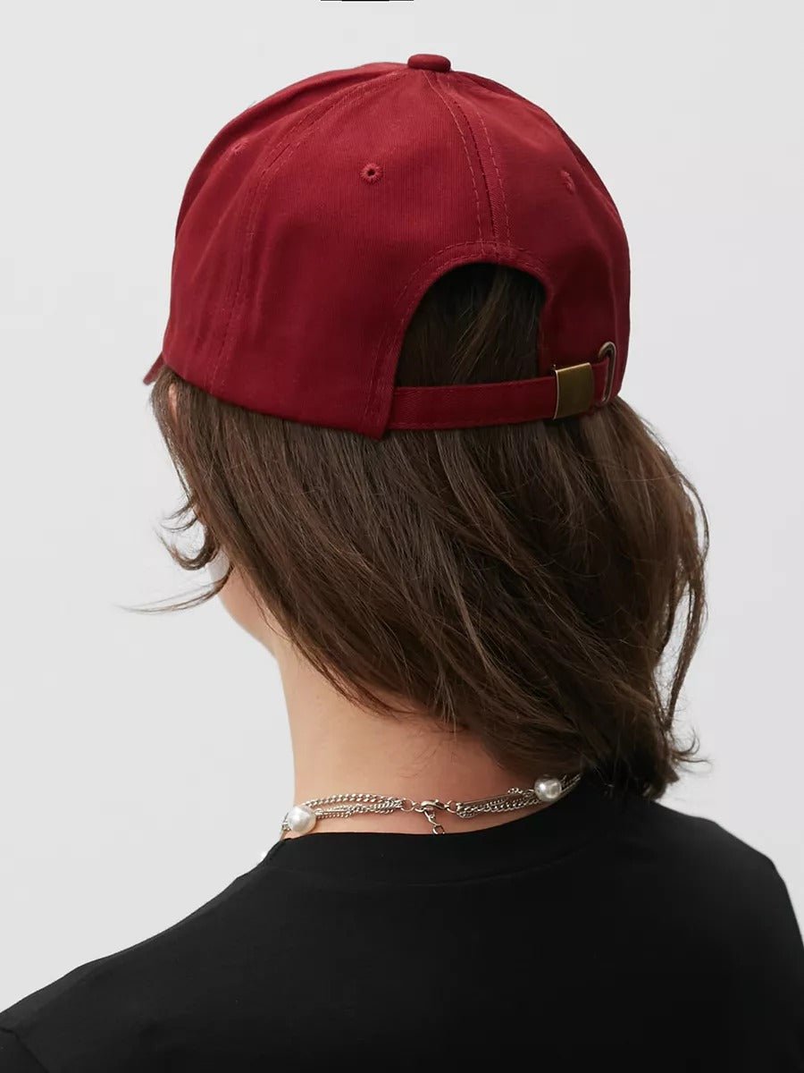 Casquette vintage brodée, en coton, visière courbée, réglable, unisexe, protection solaire, modèle Jamire - Casquette - Rouge