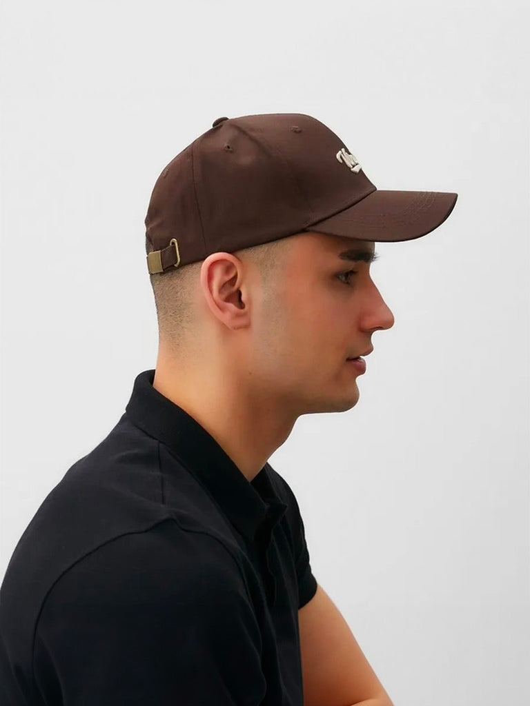 Casquette vintage brodée, en coton, visière courbée, réglable, unisexe, protection solaire, modèle Jamire - Casquette - Marron
