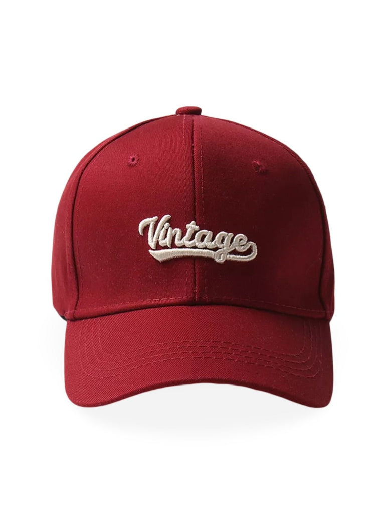 Casquette vintage brodée, en coton, visière courbée, réglable, unisexe, protection solaire, modèle Jamire - Casquette - Rouge