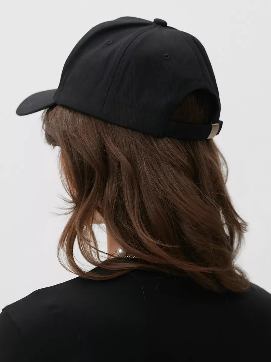 Casquette vintage brodée, en coton, visière courbée, réglable, unisexe, protection solaire, modèle Jamire - Casquette - Noir