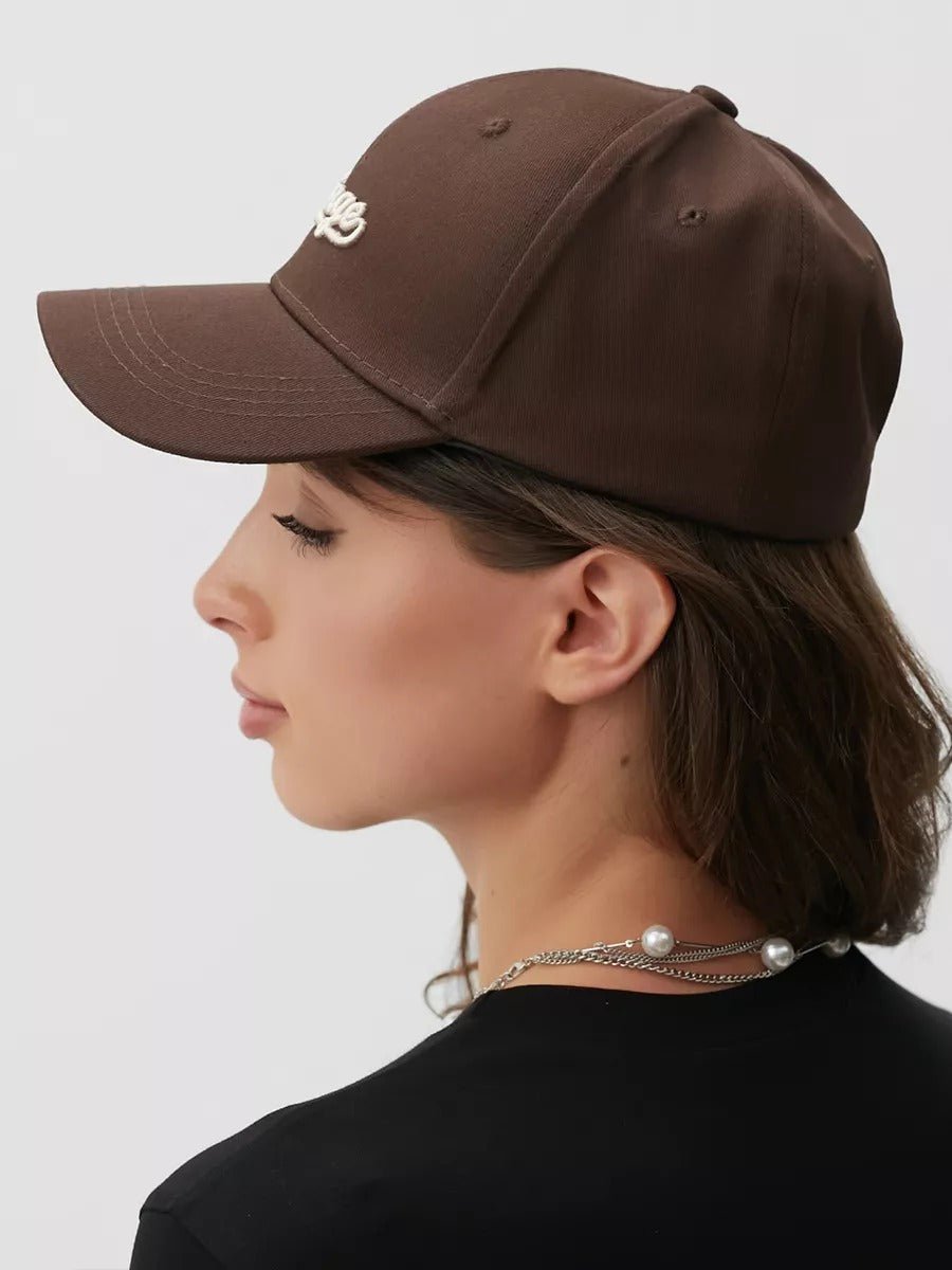 Casquette vintage brodée, en coton, visière courbée, réglable, unisexe, protection solaire, modèle Jamire - Casquette - Marron