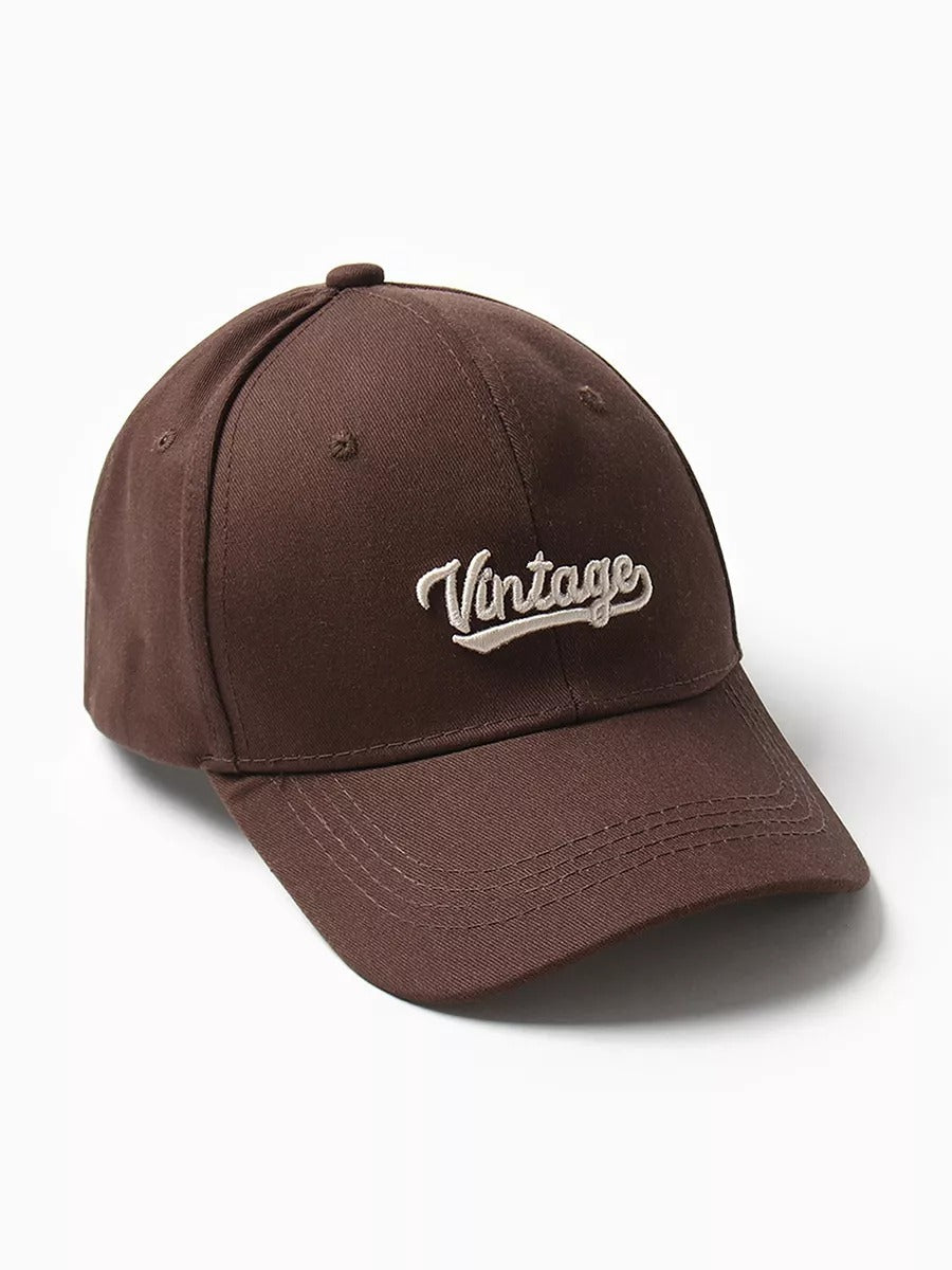 Casquette vintage brodée, en coton, visière courbée, réglable, unisexe, protection solaire, modèle Jamire - Casquette - Marron