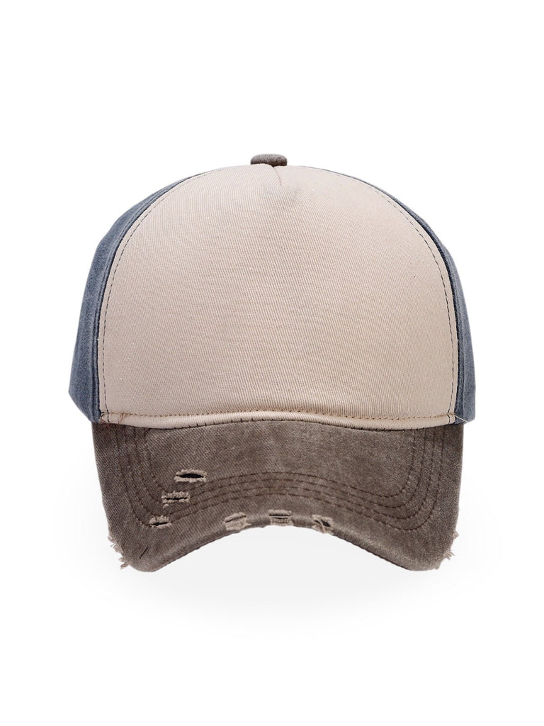 Casquette vintage délavée, coton respirant, visière courbée, ajustable, look usé, modèle Houno - Casquette - Marron