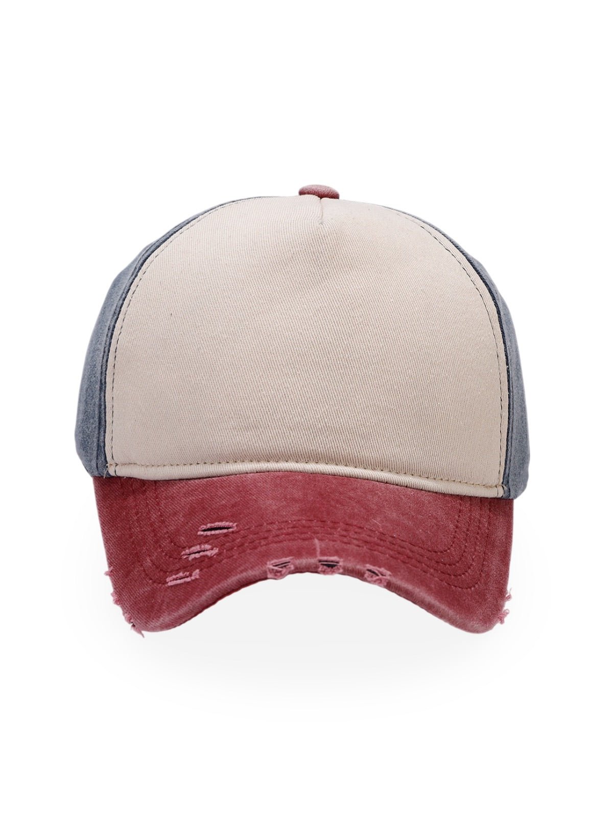 Casquette vintage délavée, coton respirant, visière courbée, ajustable, look usé, modèle Houno - Casquette - Rouge