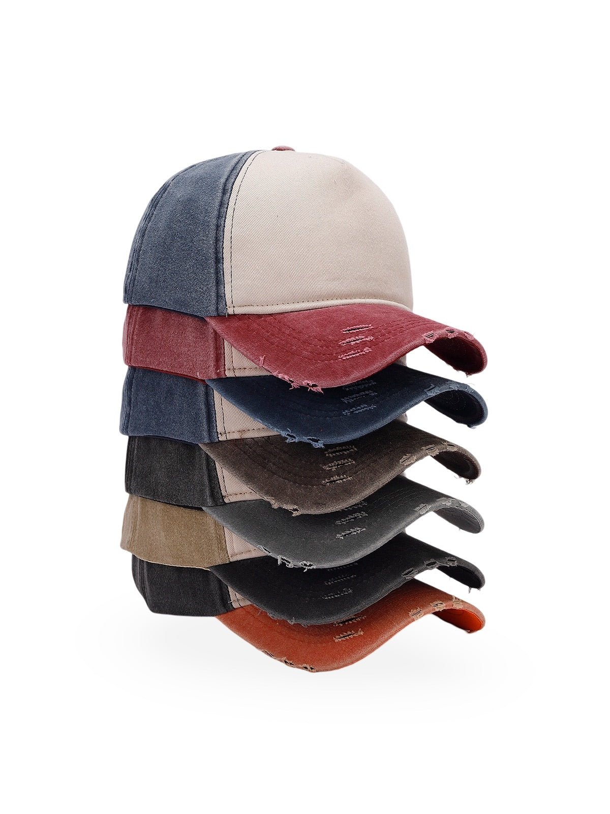 Casquette vintage délavée, coton respirant, visière courbée, ajustable, look usé, modèle Houno - Casquette - Gris