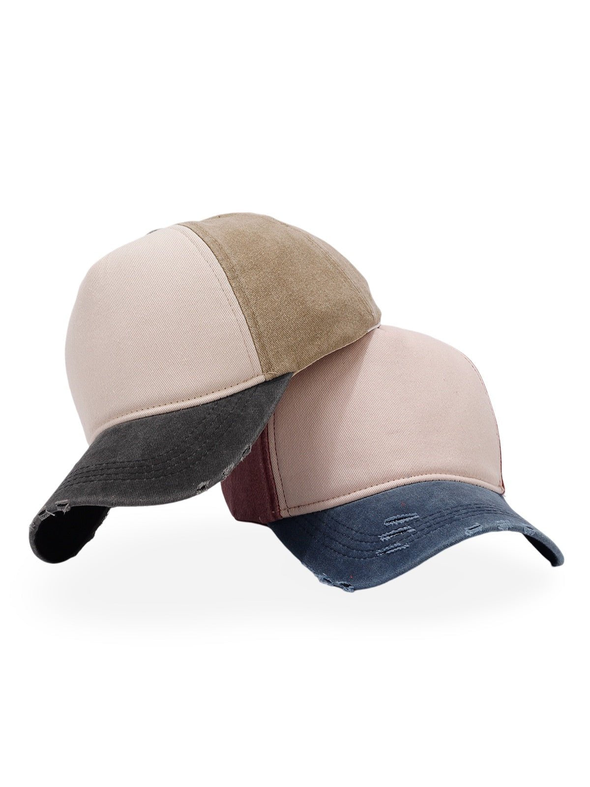 Casquette vintage délavée, coton respirant, visière courbée, ajustable, look usé, modèle Houno - Casquette - Gris