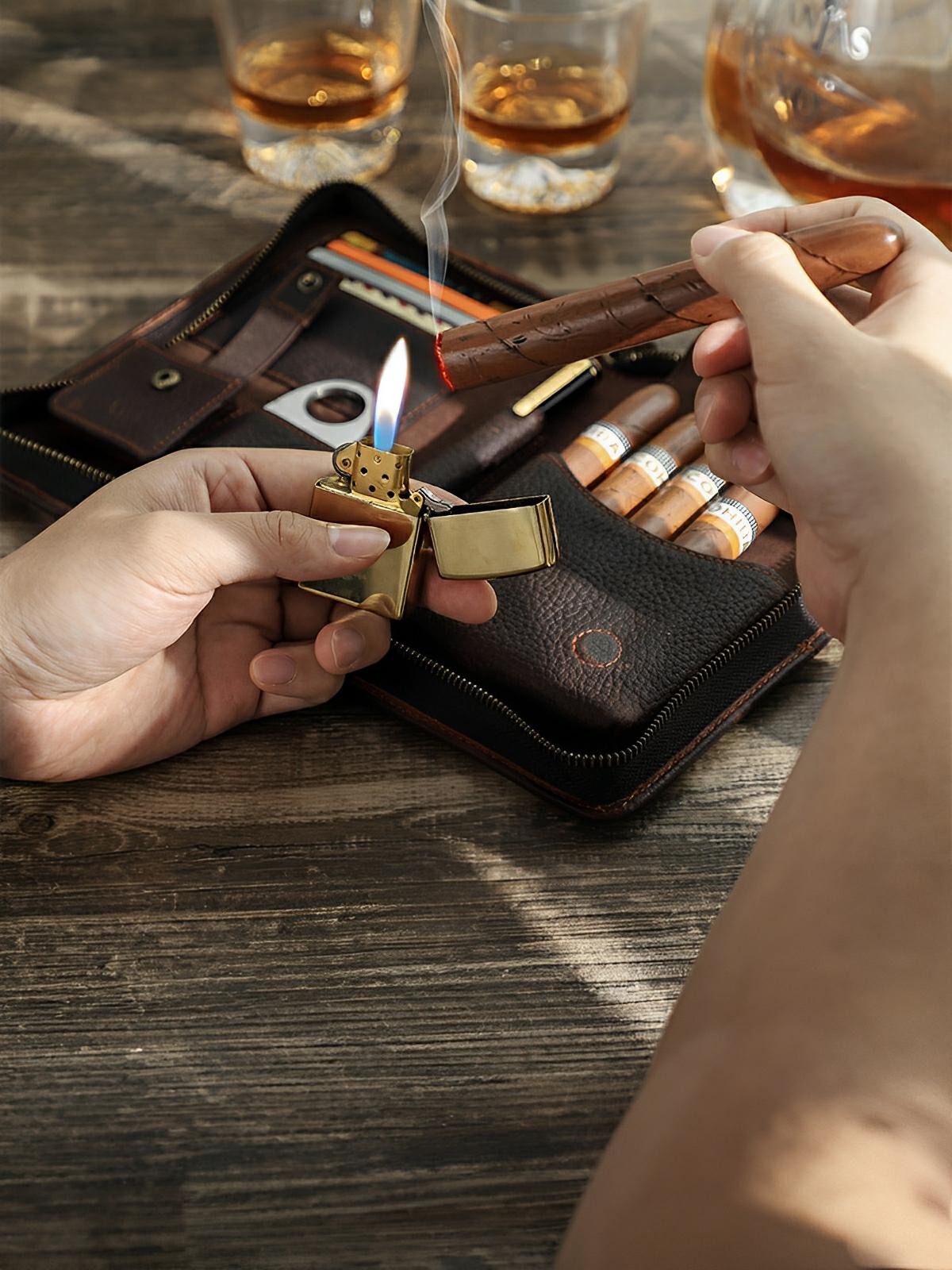 Cave à cigares, en cuir, multi - fonctionnelle, modèle Namphaise - Coffret - Café