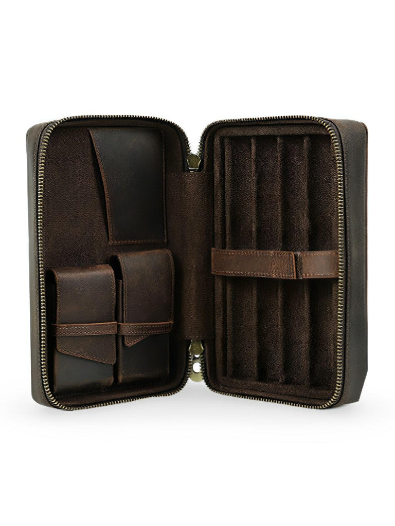Cave à cigares, en cuir, pour l'homme voyageur, modèle Mansuetus - Coffret - Café