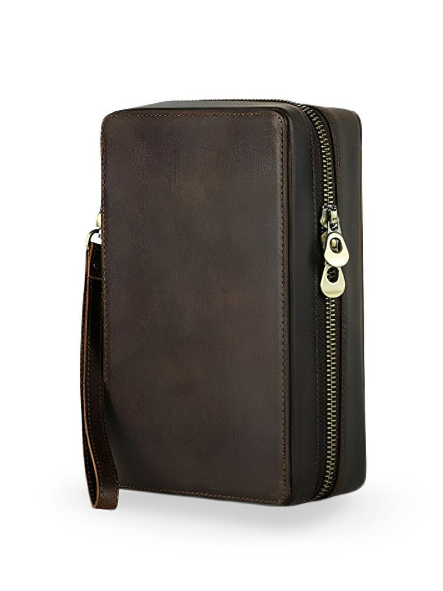 Cave à cigares, en cuir, pour l'homme voyageur, modèle Mansuetus - Coffret - Café