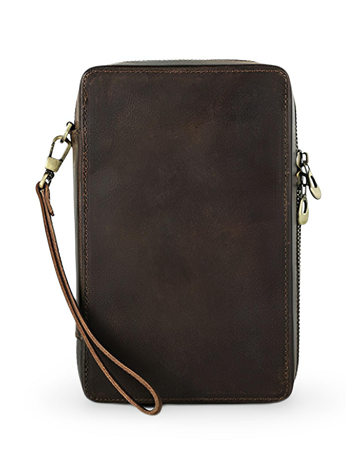 Cave à cigares, en cuir, pour l'homme voyageur, modèle Mansuetus - Coffret - Café