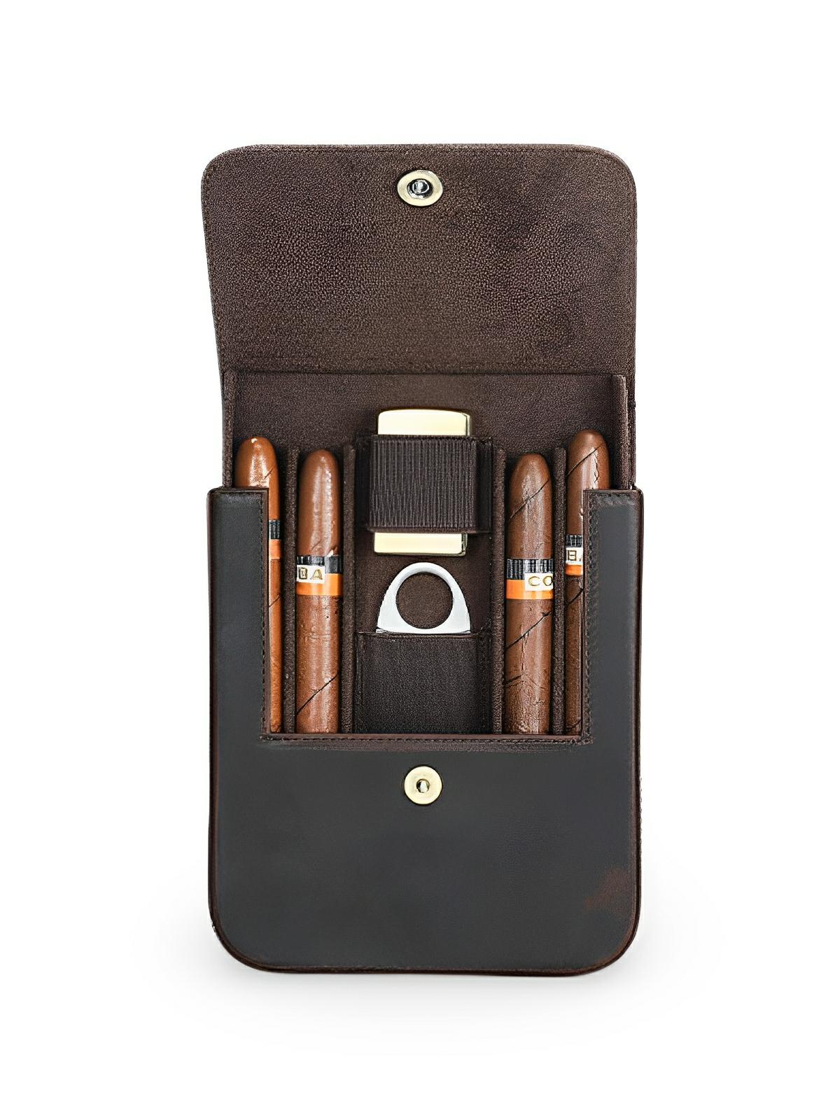 Cave à cigares, en cuir, spacieuse et organisée, modèle Ignatius - Coffret - Café
