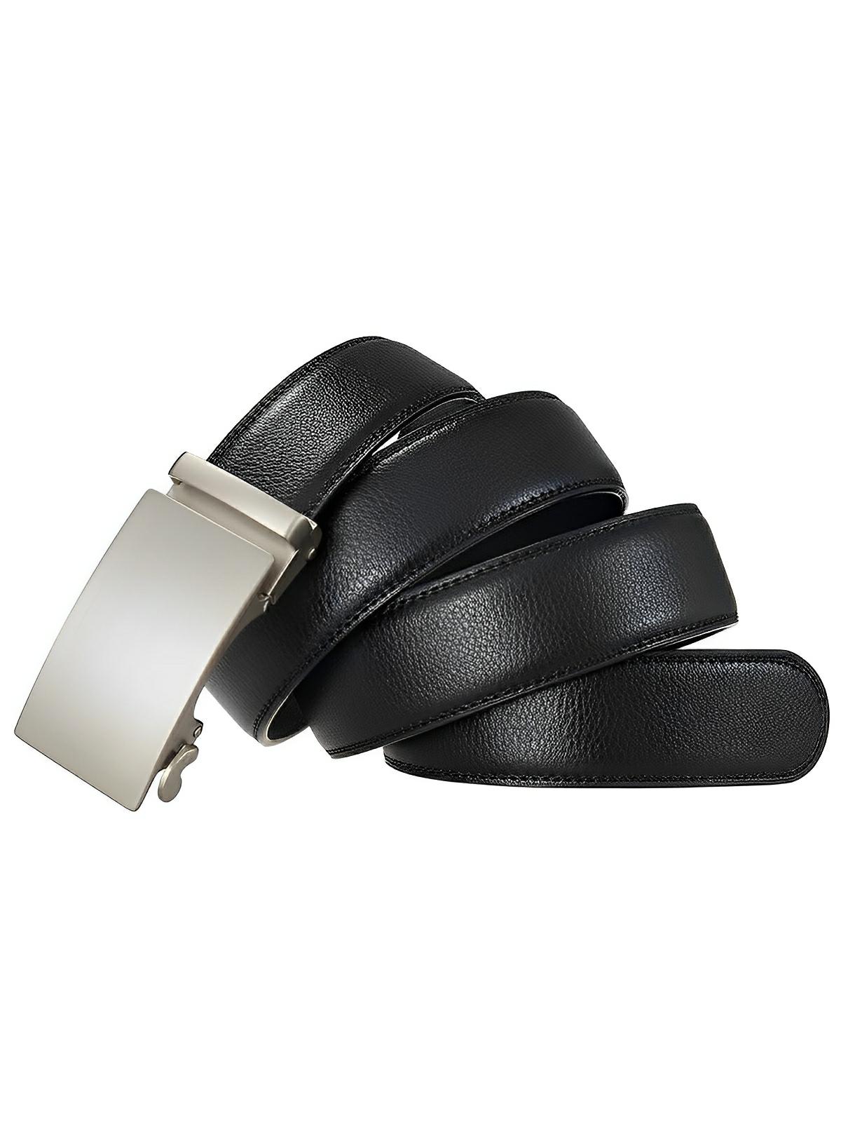 Ceinture homme à boucle plate, automatique, ajustable, élégante et robuste, modèle Victor - Ceinture - Noire S