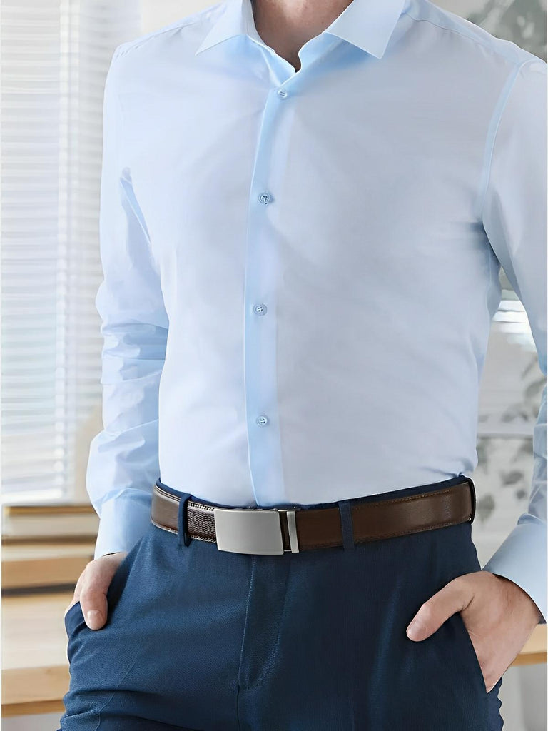 Ceinture homme à boucle plate, automatique, ajustable, élégante et robuste, modèle Victor - Ceinture - Café S