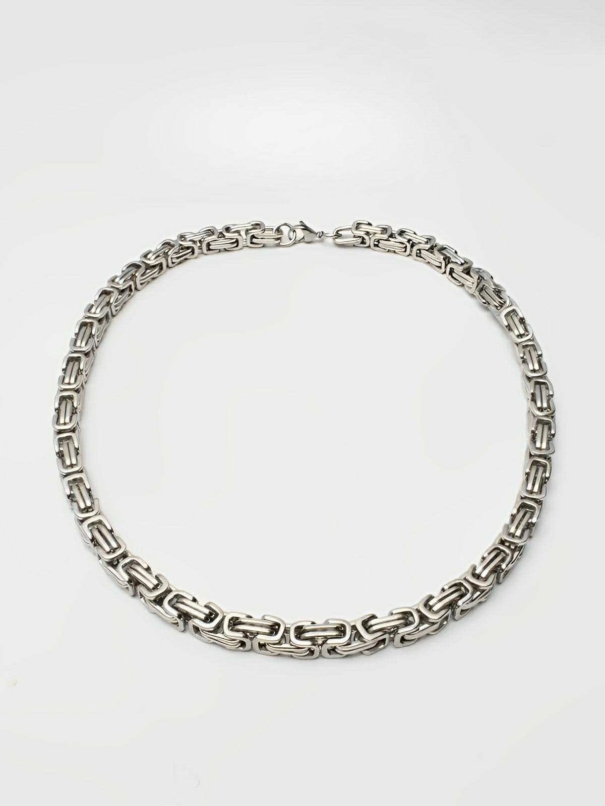 Chaîne en titane, maillons géométriques polis, style moderne, modèle Halo - Collier - Argent 50 cm