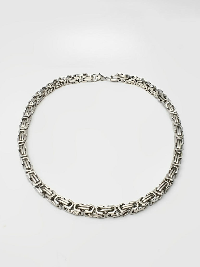Chaîne en titane, maillons géométriques polis, style moderne, modèle Halo - Collier - Argent 50 cm