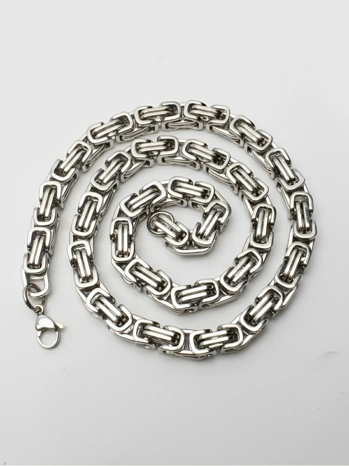 Chaîne en titane, maillons géométriques polis, style moderne, modèle Halo - Collier - Argent 50 cm