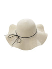 Chapeau de paille femme, large bord, protection solaire, ruban et perle décoratif, idéal pour été et plage, modèle Morgane - Chapeau de paille - Blanc