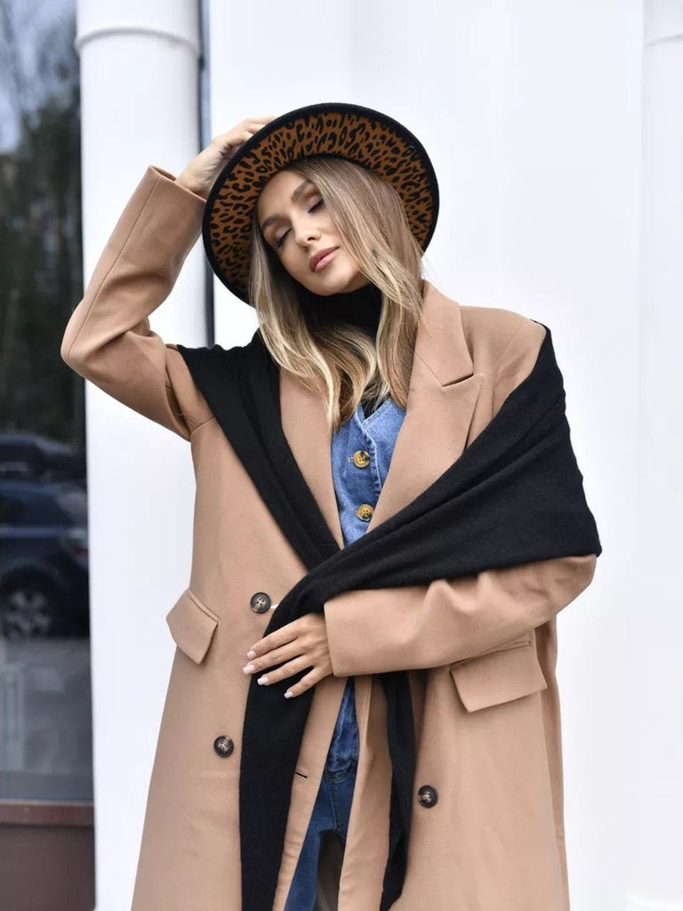 Chapeau fedora feutre femme, fedora léopard intérieur, chapeau large bord automne hiver, feutre rigide imprimé animal, chapeau tendance urbain, modèle Felindrae - Chapeau de paille - Noir