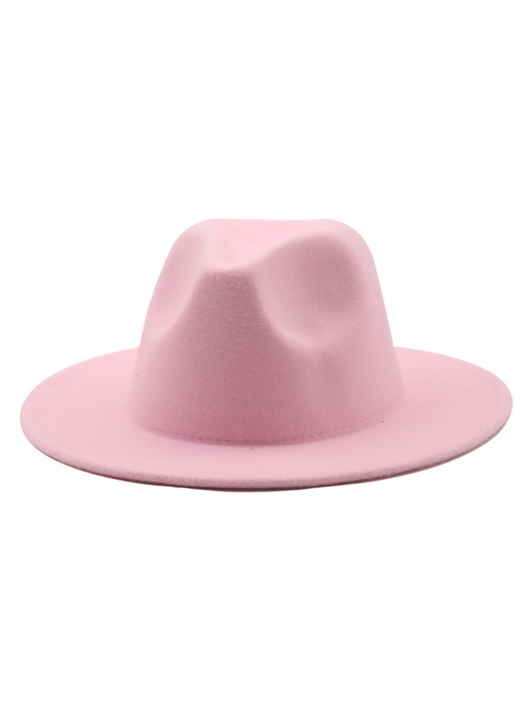 Chapeau feutre unisexe, fedora large bord, réglable bande intérieure, protection solaire UPF50+, feutre léger sans doublure, style urbain chic, modèle Nirma - Chapeau de paille - Rose