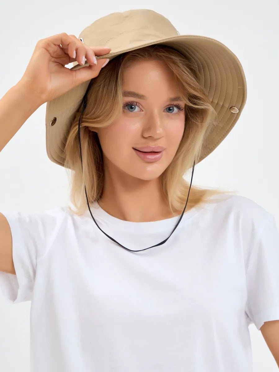 Chapeau large bord, protection solaire UPF 50+, accessoire plein air, couvre - chef unisexe été, modèle respirant léger, style randonnée, tissu séchage rapide, modèle Hitar - Chapeau de paille - Beige