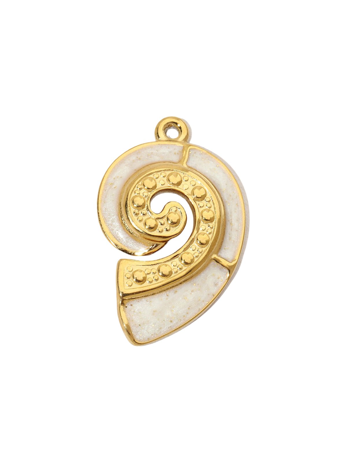 Charm coquillage doré, bijou de maillot en acier inoxydable, pendentif coquillage blanc, accessoire bain doré, bijou waterproof hypoallergénique, modèle Eira - charms - 