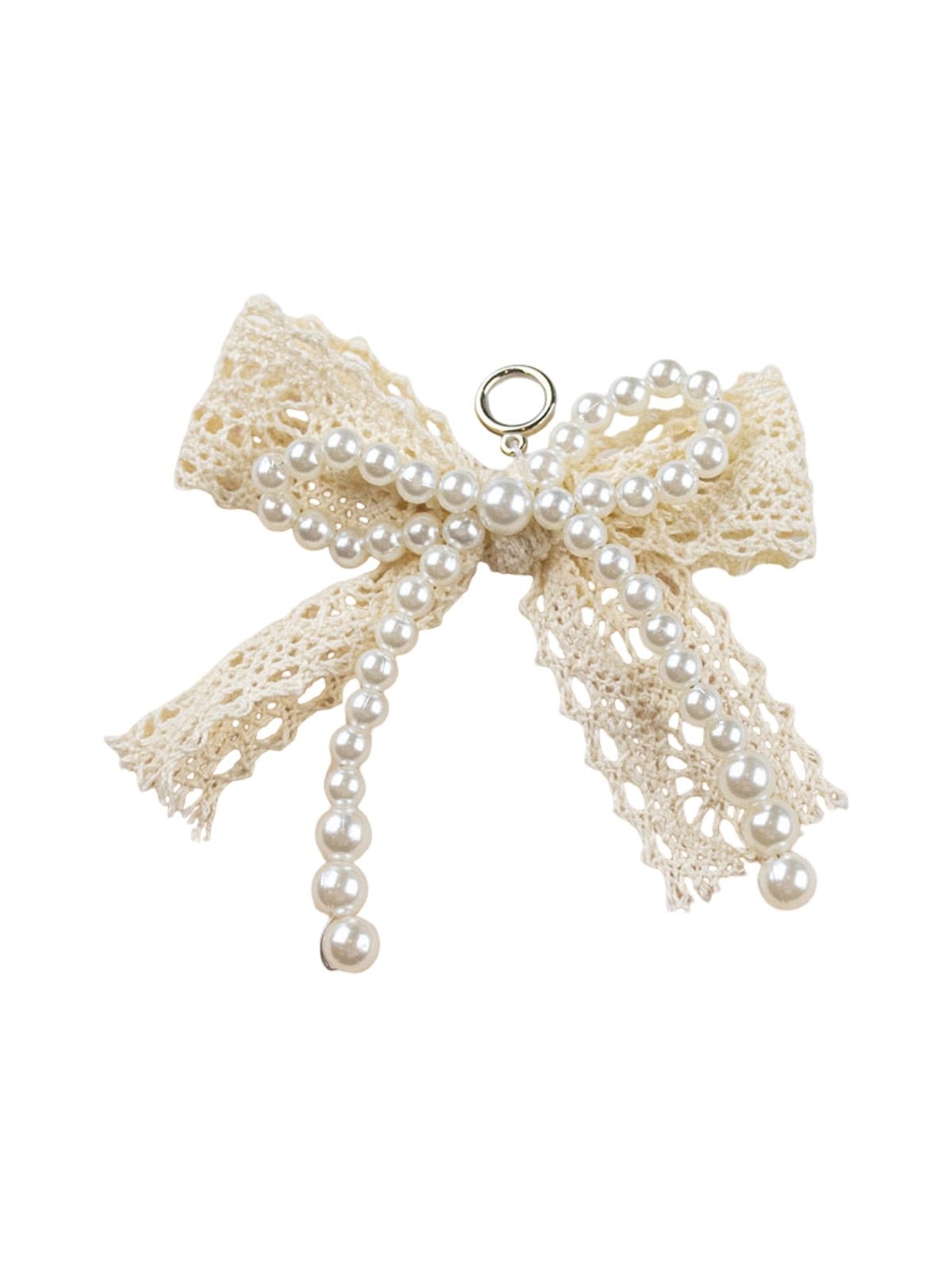 Charm pendentif perles, nœud papillon dentelle, bijou décoratif chaussures ou sac, accessoire perlé chic, breloque amovible féminine, modèle Rinza - charms - Style 3