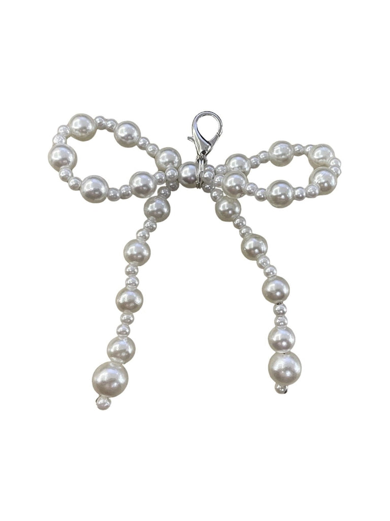 Charm pendentif perles, nœud papillon dentelle, bijou décoratif chaussures ou sac, accessoire perlé chic, breloque amovible féminine, modèle Rinza - charms - Style 5