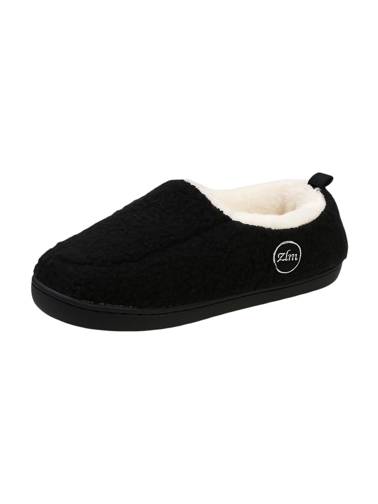 Chaussons d’hiver chaud, pantoufles fourrées confort, chaussons antidérapants maison, chaussures cocooning intérieur, modèle Wand - Chaussons - Noir XXS
