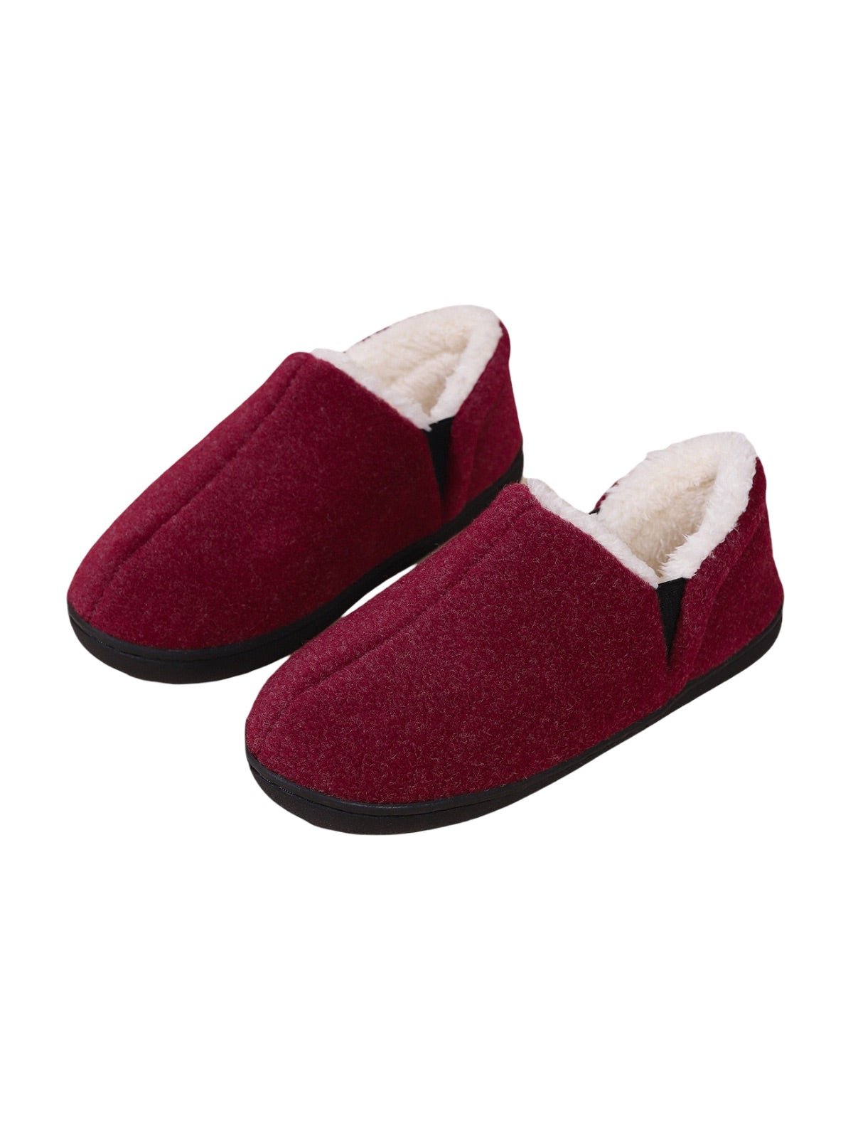 Chaussons d’hiver unisexes, intérieur chaud coton, semelle antidérapante TPR, confort maison, chaussons cocooning, pantoufles molletonnées, modèle Timen - Chaussons - Bordeaux XXS