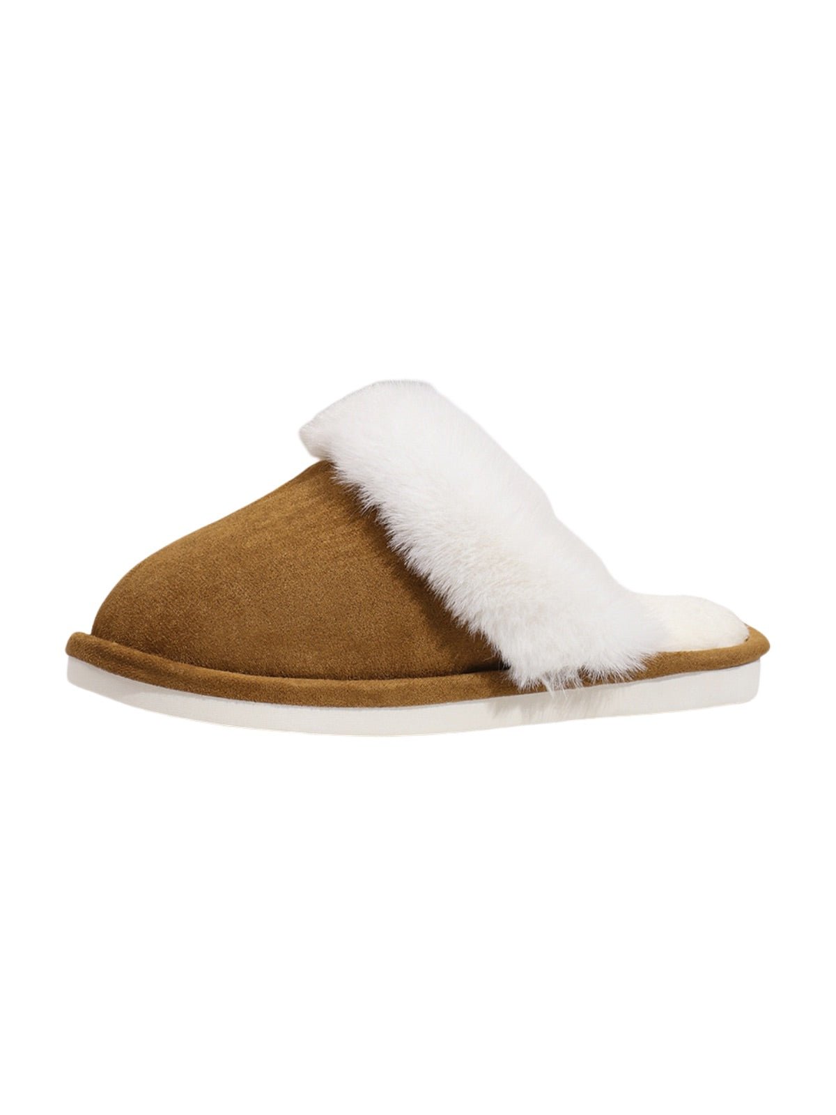 Chaussons d’intérieur fourrés, chaussons hiver confort, pantoufles chaudes antidérapantes, mules maison douces, modèle Valine - Chaussons - Marron XXS
