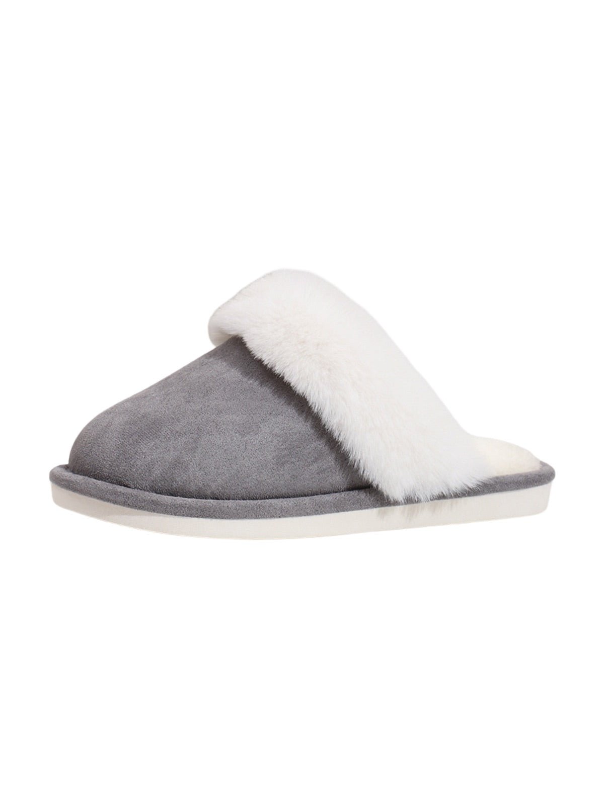 Chaussons d’intérieur fourrés, chaussons hiver confort, pantoufles chaudes antidérapantes, mules maison douces, modèle Valine - Chaussons - Gris XXS